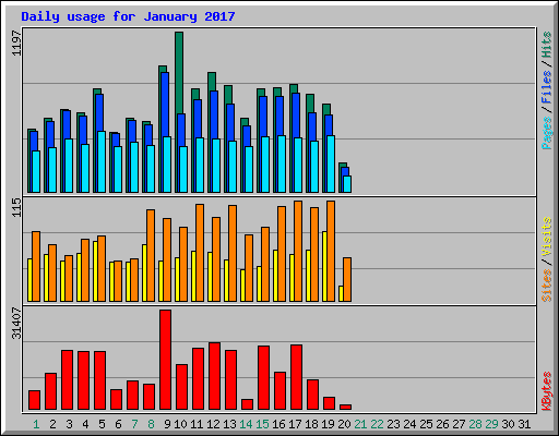 Daily usage for January 2017